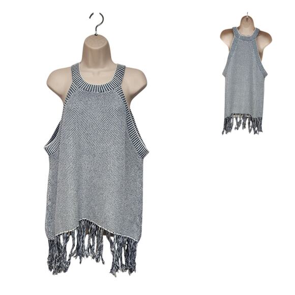 6th & Lane Bambado Fringe Crochet Tunic Sweater Top Blouse Color Blue Size 18/20 - Picture 3 of 10